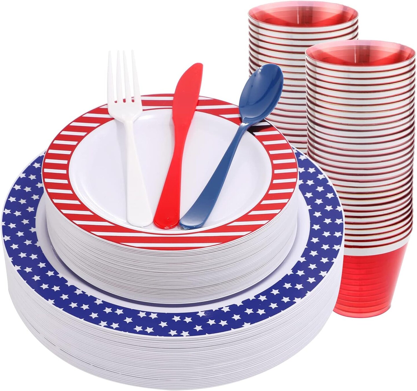 180-Pieces American Flag Dinnerware Set