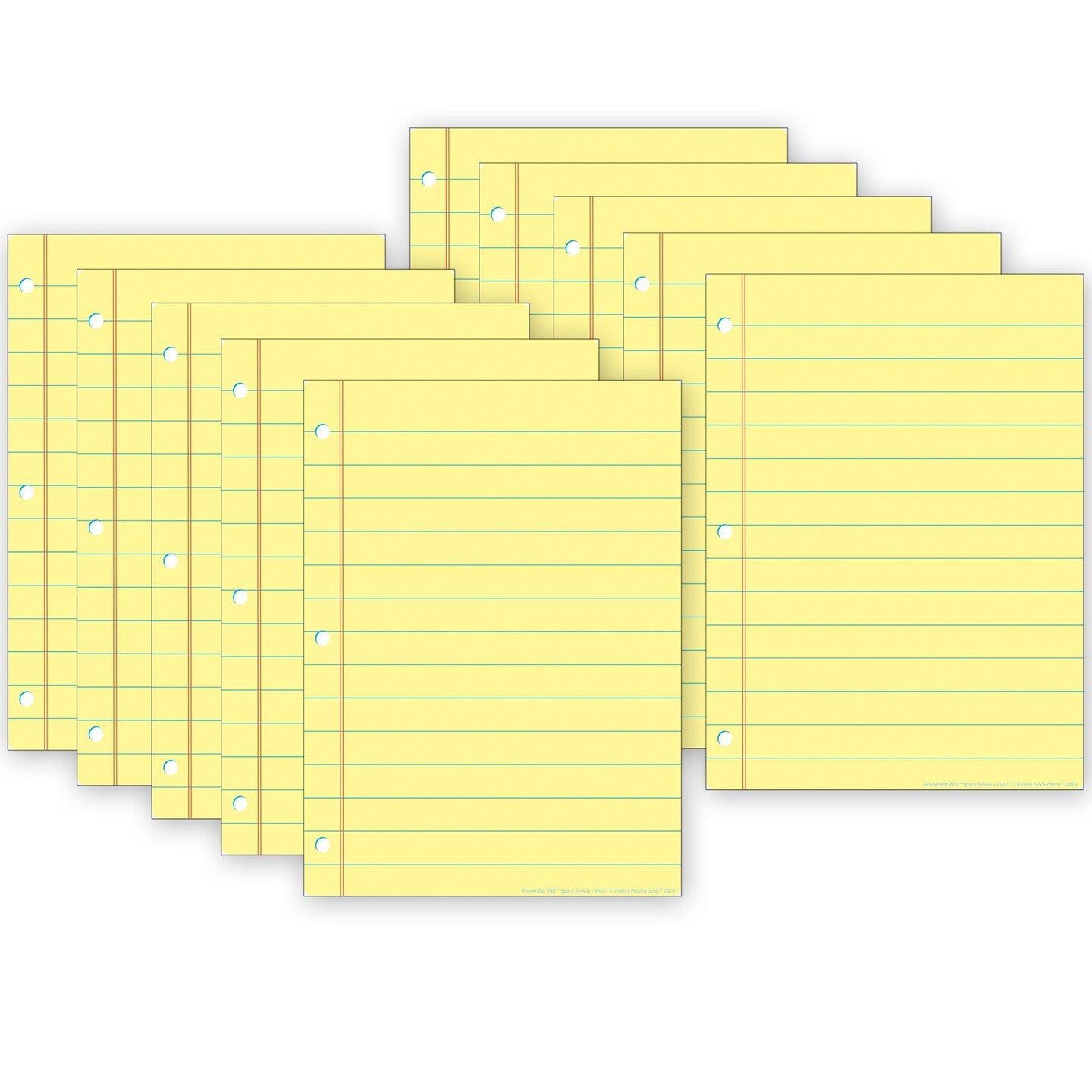 Smart Poly&#xAE; PosterMat Pals&#x2122; Space Savers, 13&#x22; x 9-1/2&#x22;, Yellow Notebook Paper, Pack of 10