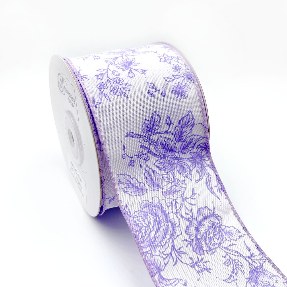 Designer’s Shop Rose Floral wired edge ribbon, 2.5” x 10 yard, Holiday and Wedding Ribbons