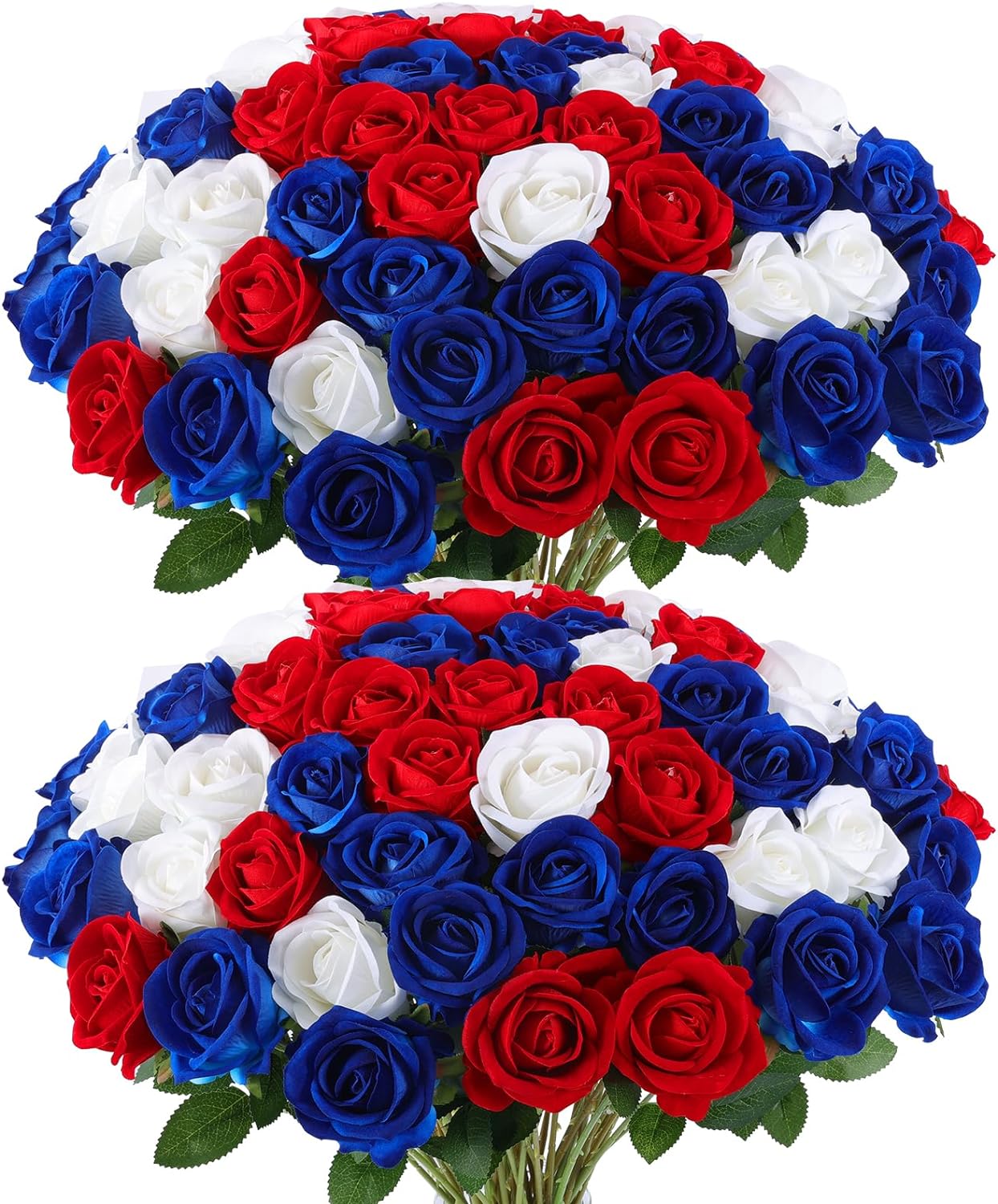 Patriotic 4th of July Artificial Roses in Red, White, Blue