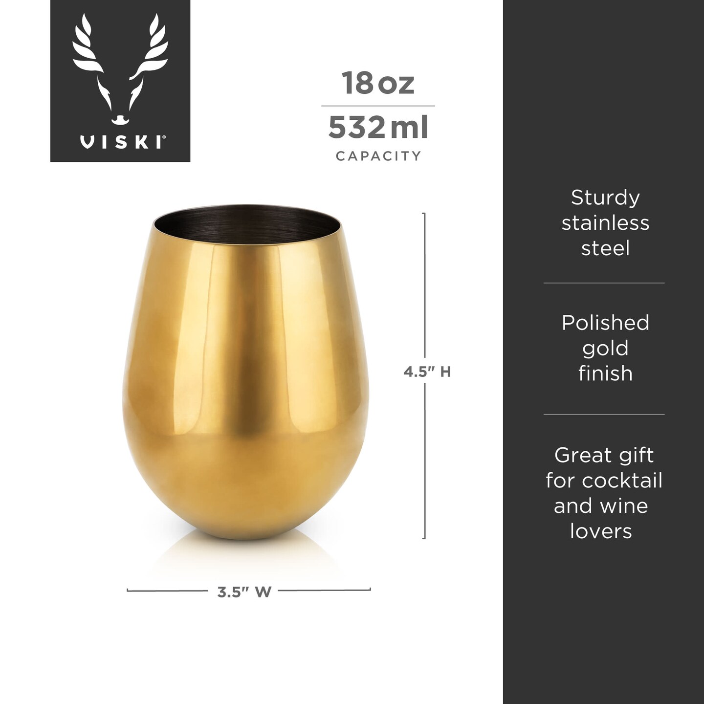 Gold Stemless Wine Glasses 