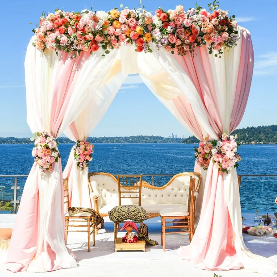 3M High Wedding Square Canopy/Chuppah/Arbor Drape Stand Wedding Piping Frame