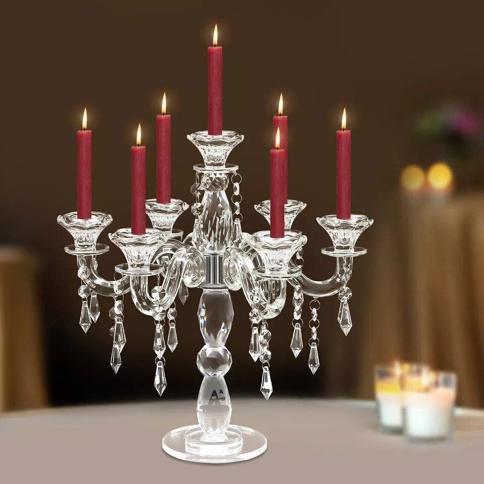 Crystal Candelabra Candlestick 7-arm Candle Holder Wedding Birthday Party Gift