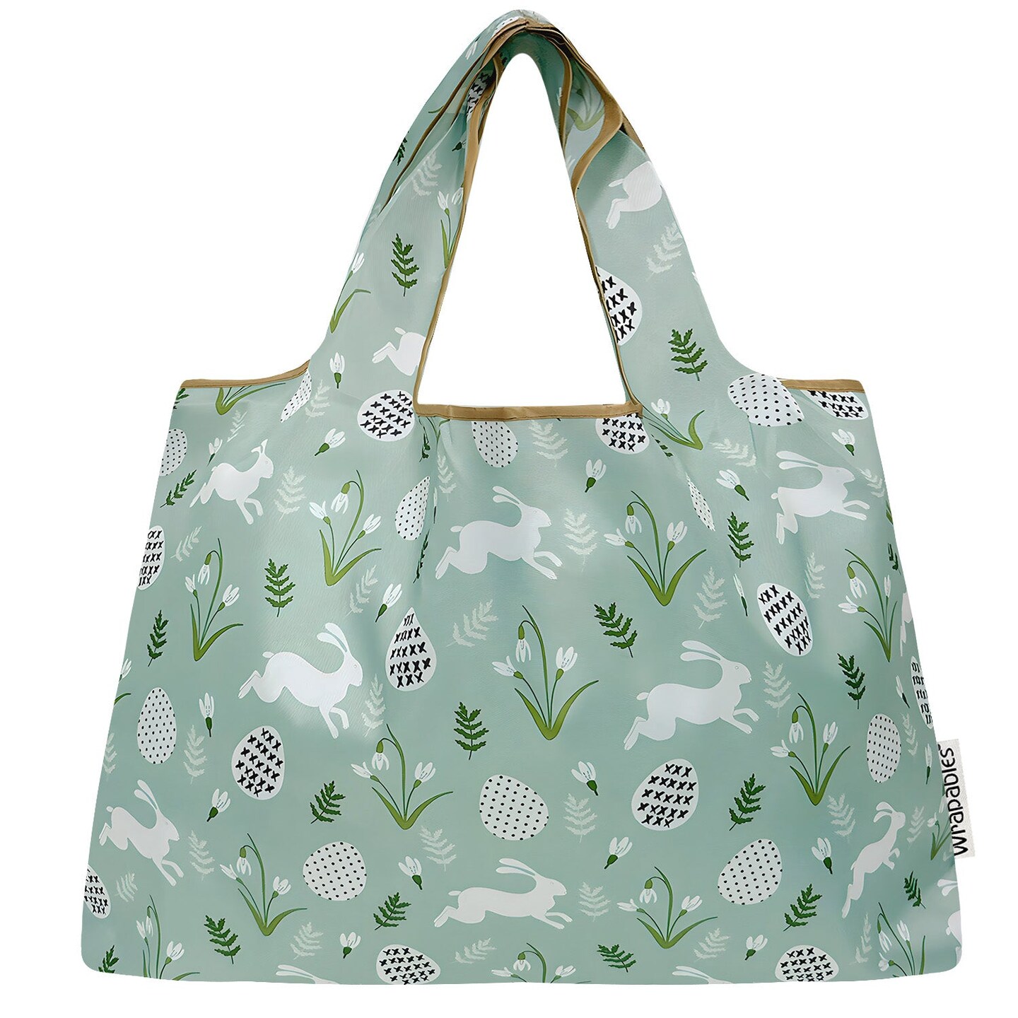 Wrapables Large Foldable Tote Nylon Reusable Grocery Bags, Easter Bunny