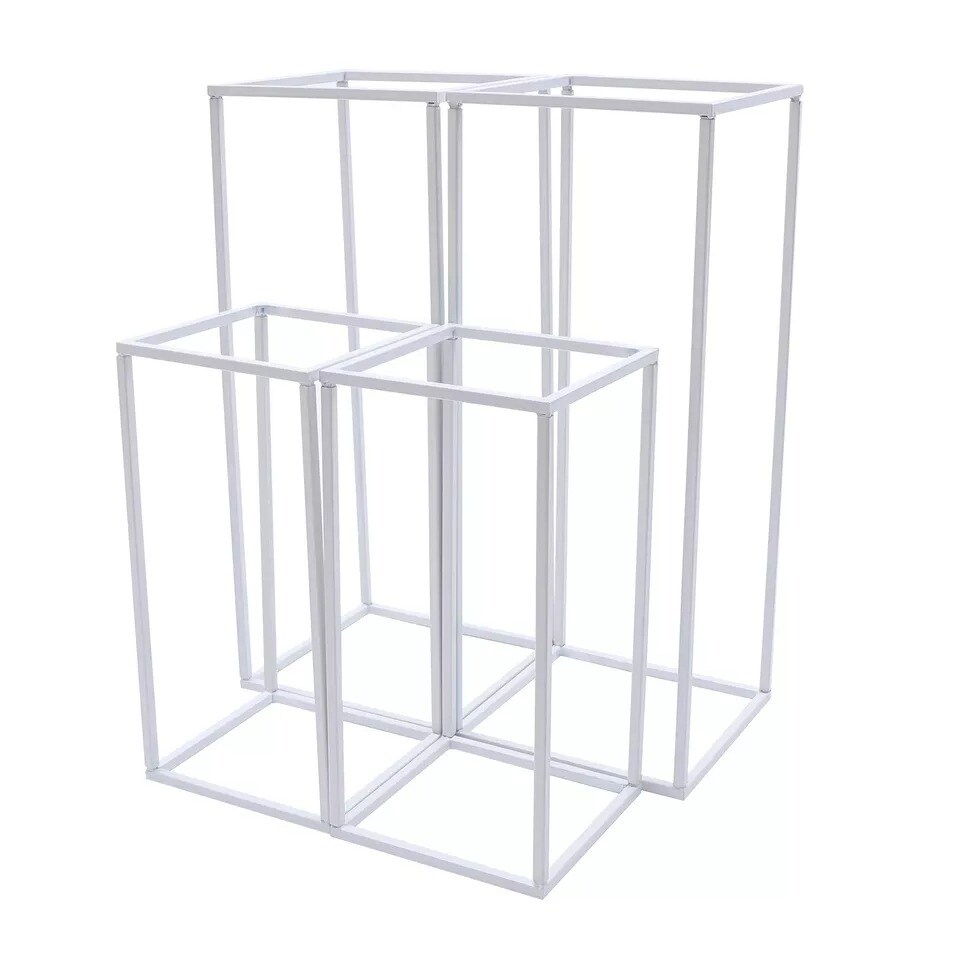 4pcs Metal Geometric Flower Rack Vase Column Floor Stand Wedding Centerpiece