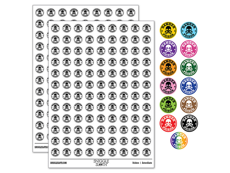 Danger Poison Skull and Cross Bones 200+ 0.50&#x22; Round Stickers