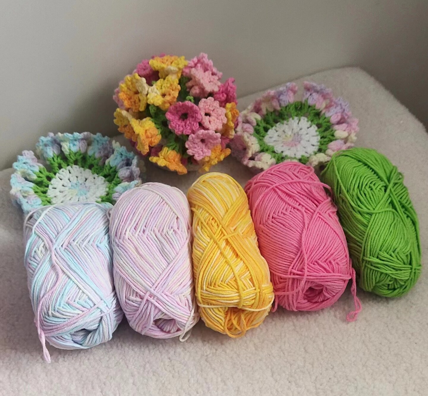 Personalized Handmade Crochet Lily of the Valley Coaster Set