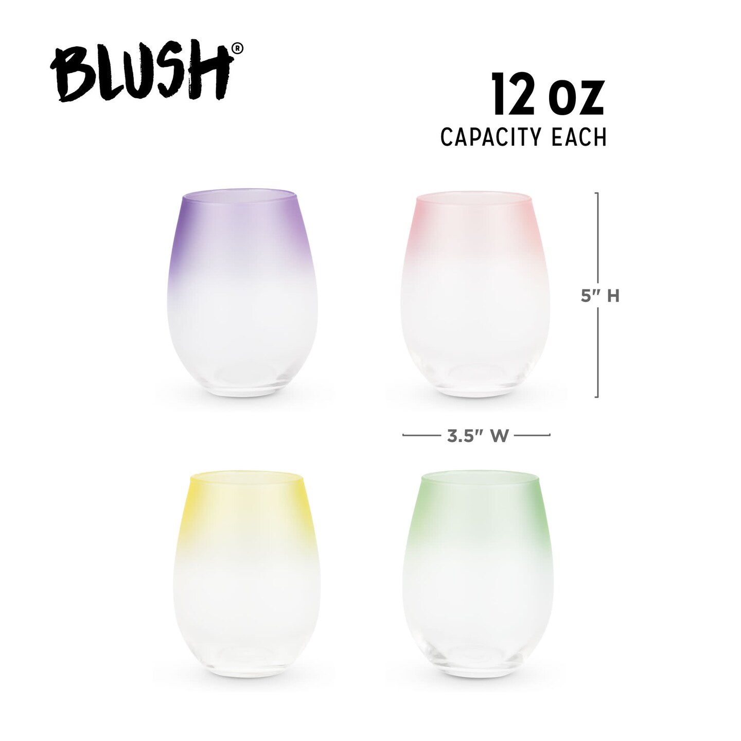 Frosted Ombre Stemless Wine Glasses Blush