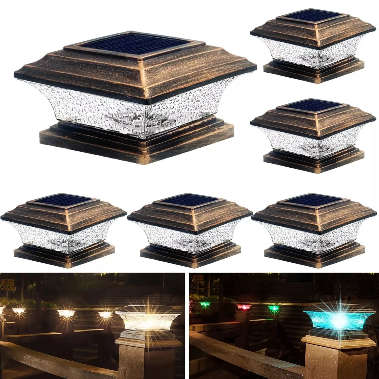 HUYIENO Solar Post Cap Lights Outdoor LED Lighting Deck Fence Two Modes