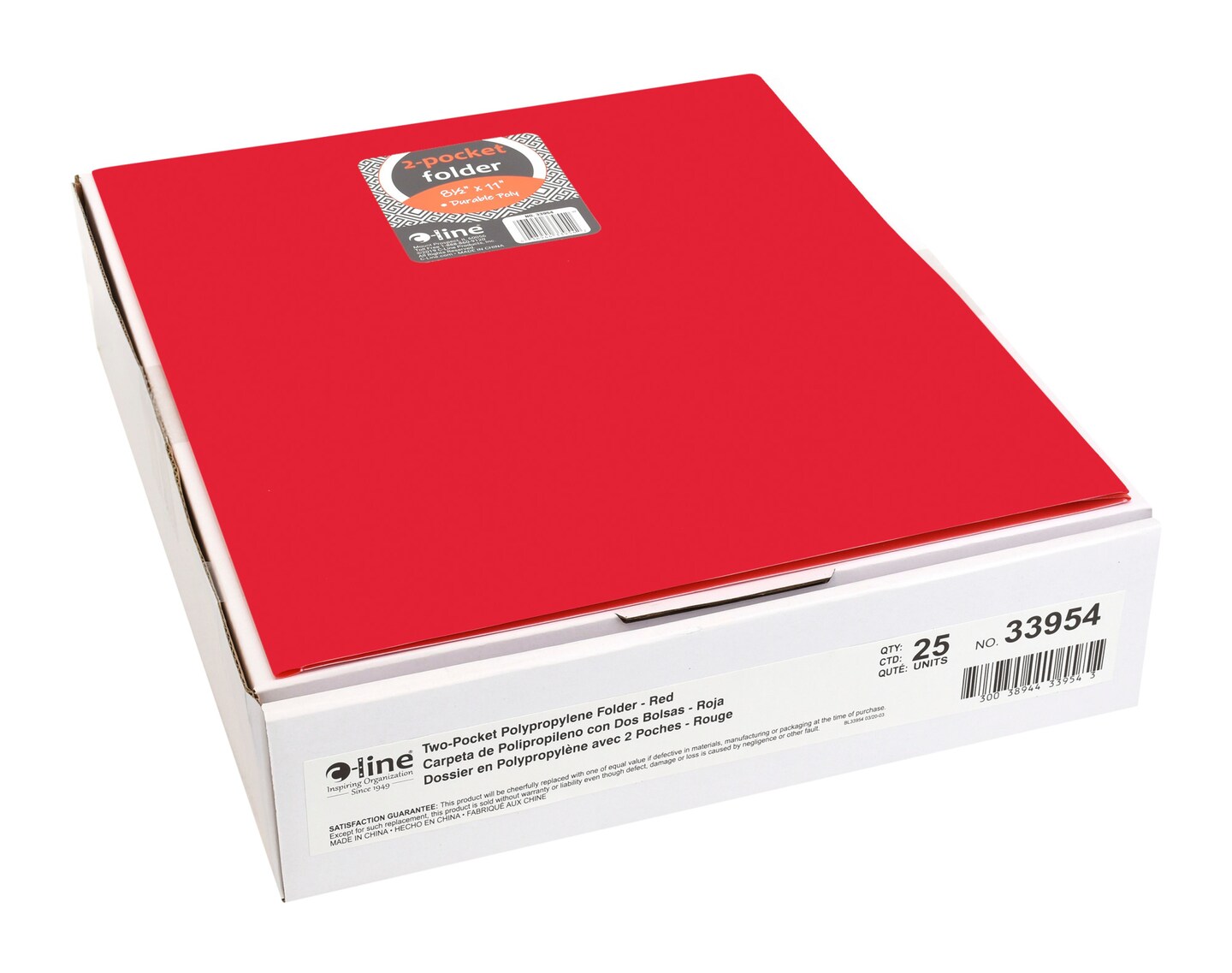 C-Line Poly 2-Pocket Portfolio Folder, Letter Size, Red, Pack of 25