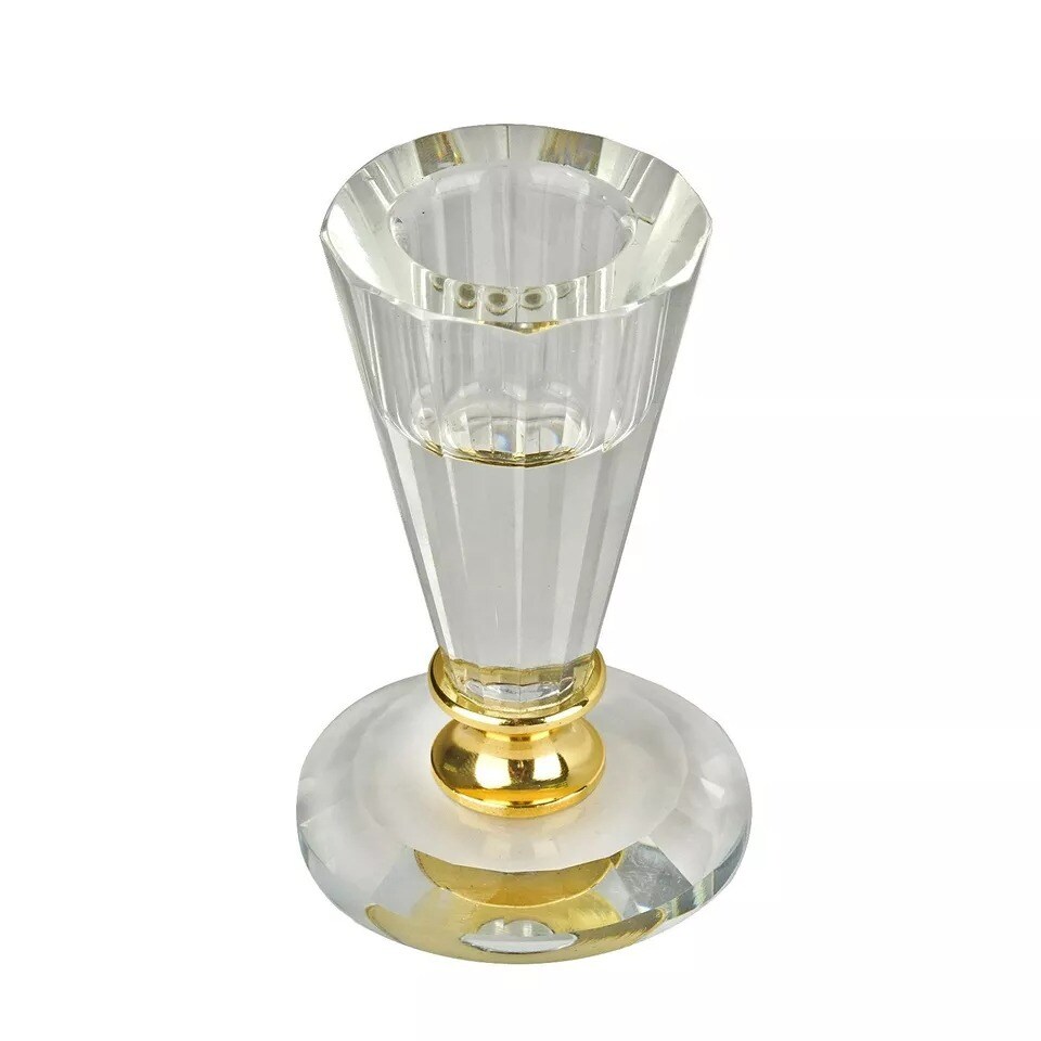 Clear and Gold 3&#x22; tall Crystal Candle Holder Wedding Party Decorations