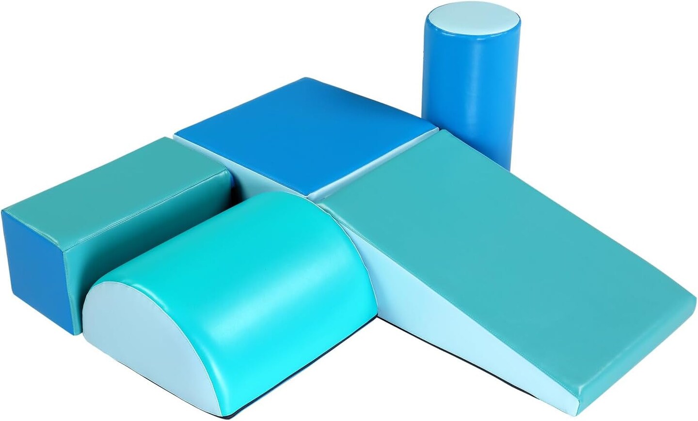 Soft Foam Climbing Blocks 5-Pieces Set, Crawl and Climb Foam Blocks, Beginner Toddler Climber with Slide &#x26; Ramp, Indoor Active Play Structures for Babies and Toddlers Age 1-3