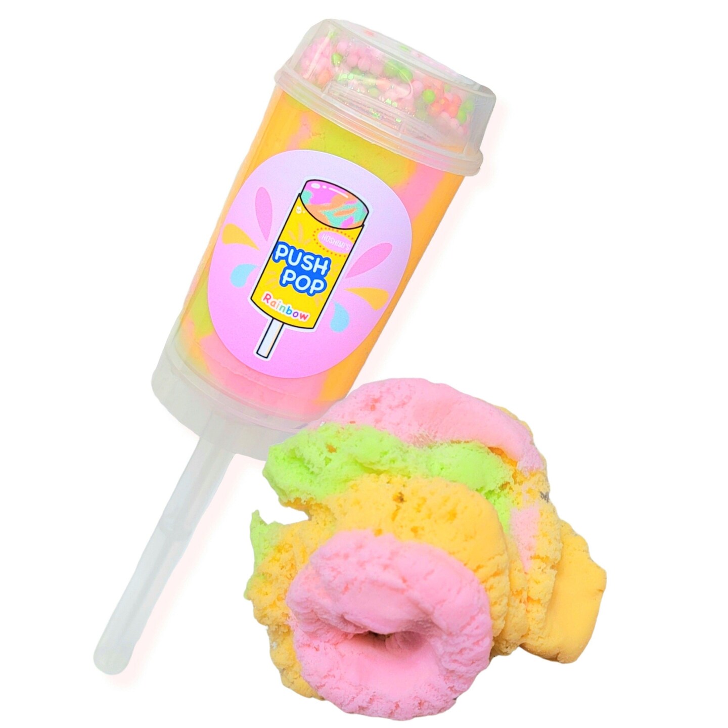 Rainbow Sherbet Push Pop Handmade Scented Cloud Slime