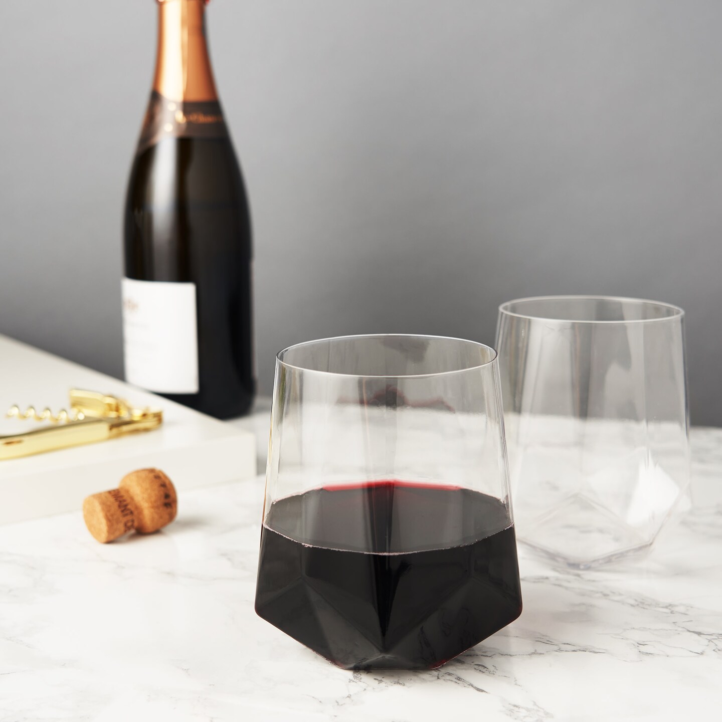 Seneca Crystal Faceted Wine Glasses 