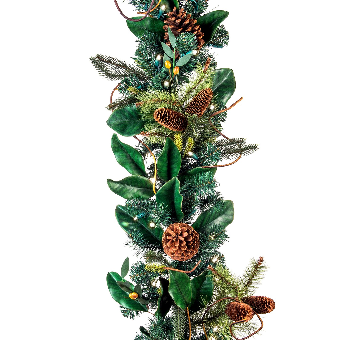 9 ft. Artificial Garland with Lights - Magnolia Leaf