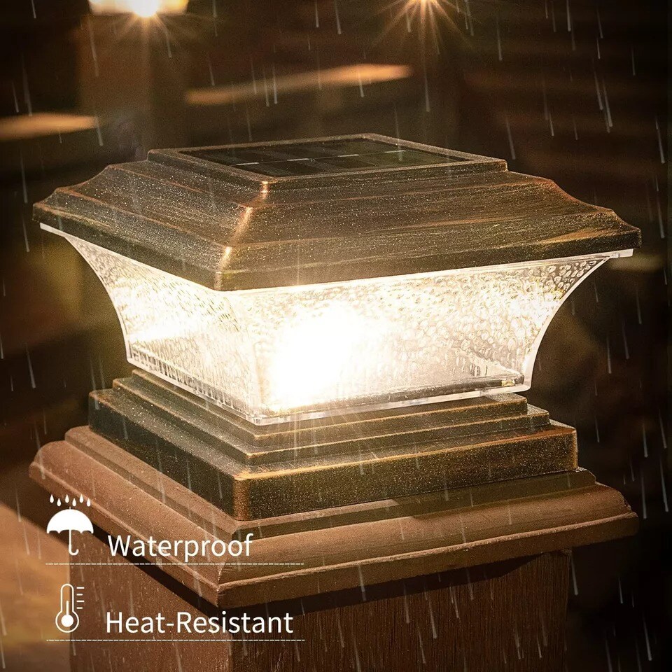 HUYIENO Solar Post Cap Lights Outdoor LED Lighting Deck Fence Two Modes