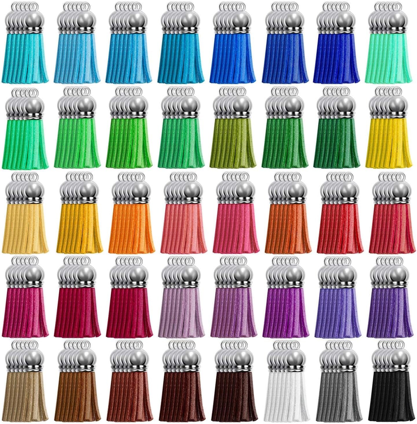 200pcs Leather Keychain Tassels Bulk for Crafts, Acrylic Blanks, Charms, Earrings, Bracelets and Jewelry Making (40 Colors)
