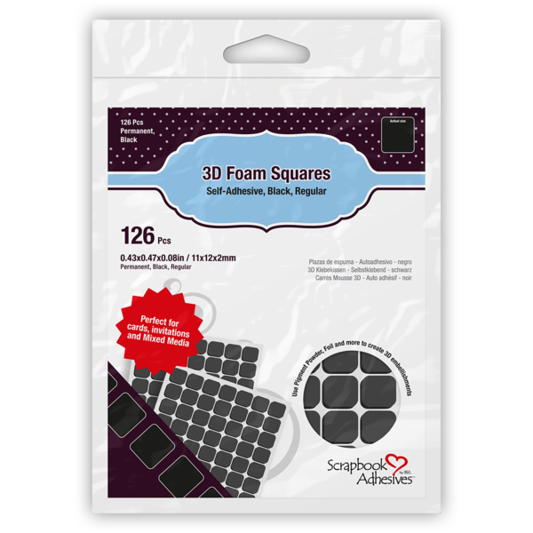 3D Foam Squares Black - 1/2&#x22; 126 pcs
