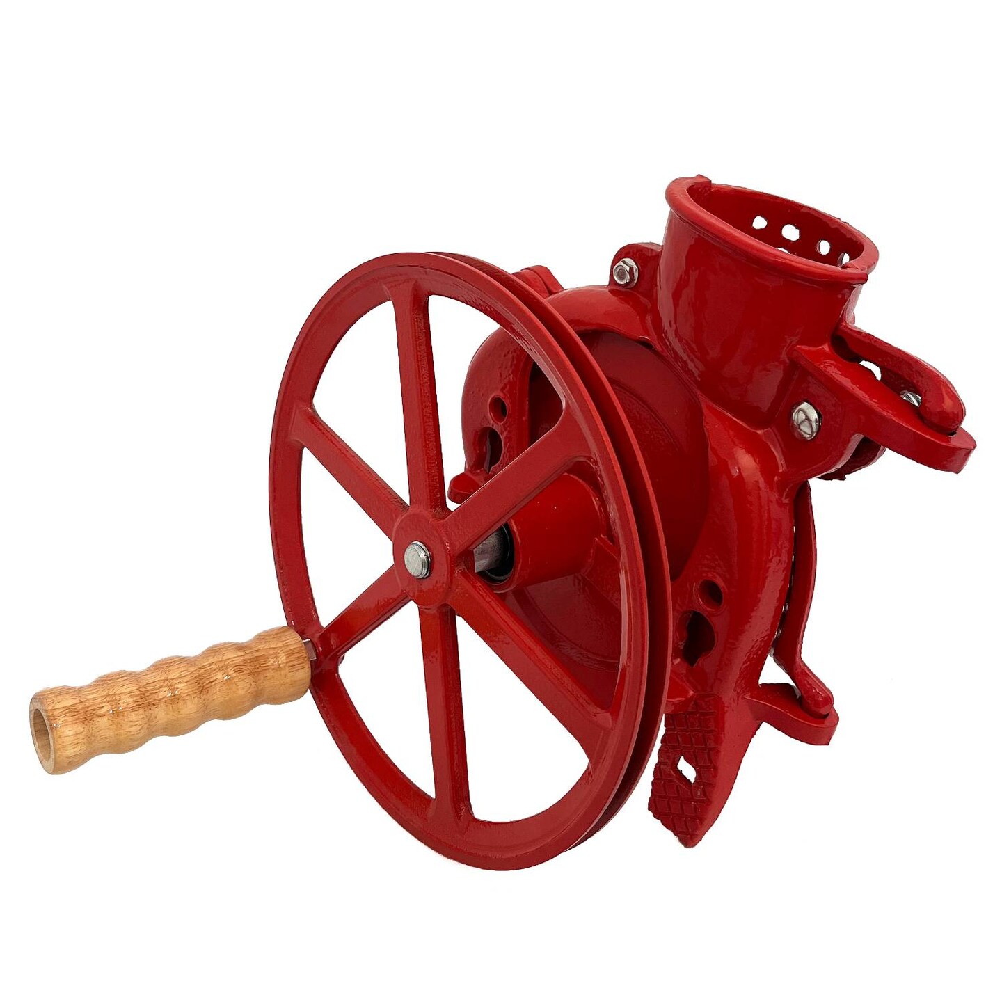 Lehman&#x27;s Corn Kernel Sheller with Flywheel Pulley, Clamp On Cast Iron Non Electric Walnut Huller, Vintage Style, Red