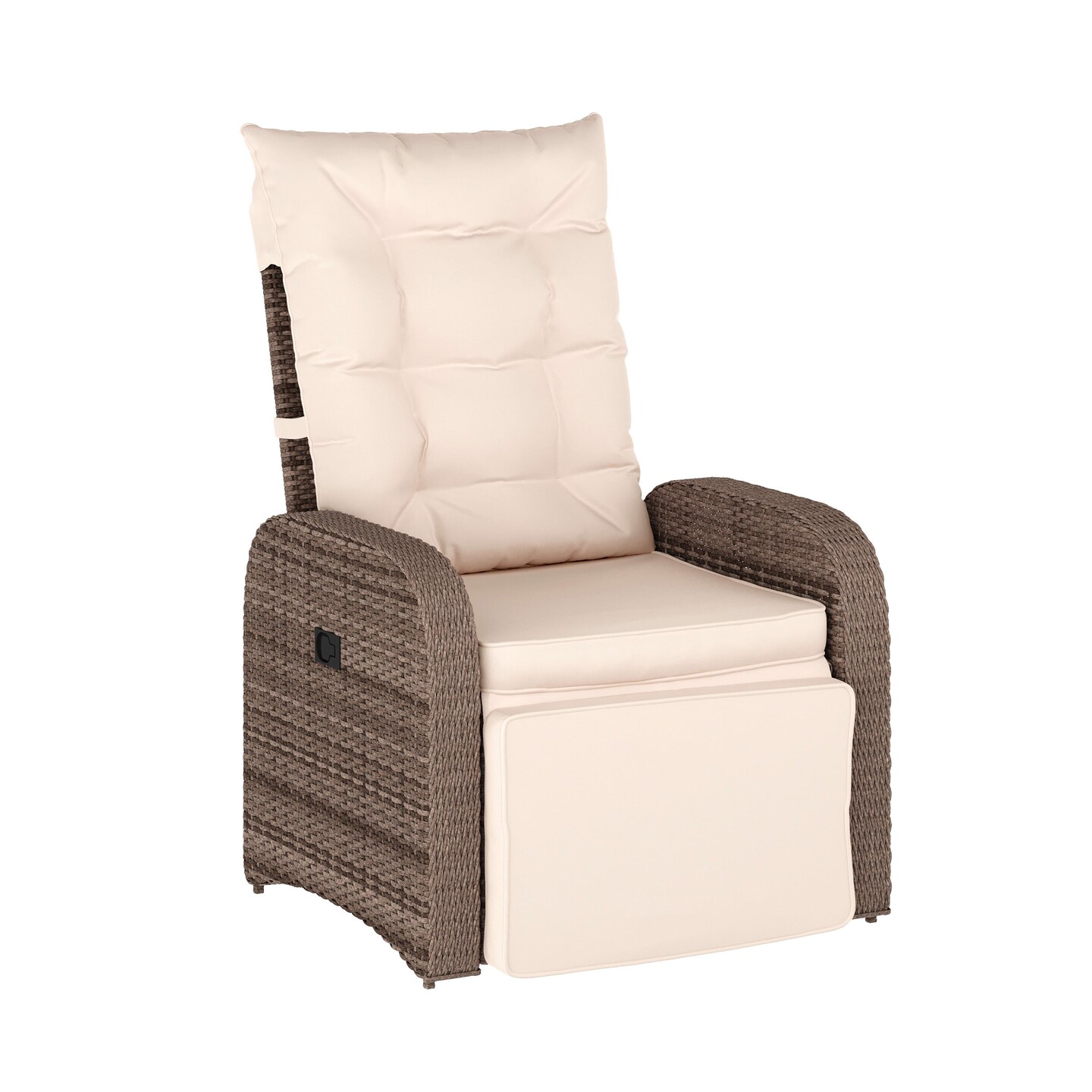Merrick Lane Selci Modern Style Patio Wicker Rattan Indoor/Outdoor Recliner Lounge Chair with Side Table and Adjustable Back