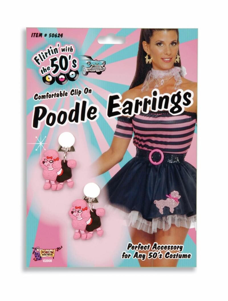 50&#x27;s Pink Poodle Costume Earrings