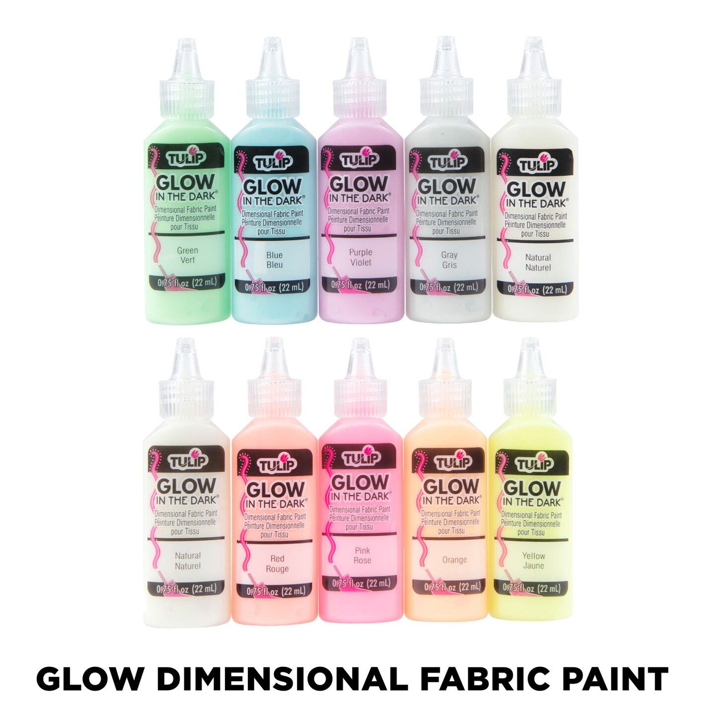 Tulip Dimensional Fabric Paint Glow .75 fl. oz. 10 Pack