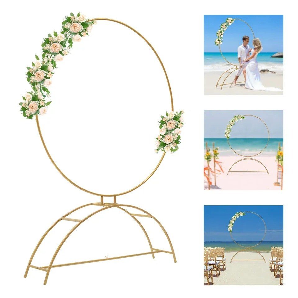 Round Archway Stand Wedding Arch Frame Flower Balloon Backdrop Decor Rack
