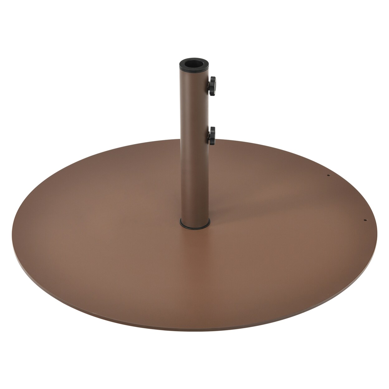 Round Weighted Patio Umbrella Base Stand 59 Lbs W/ 3 Adapters Brown