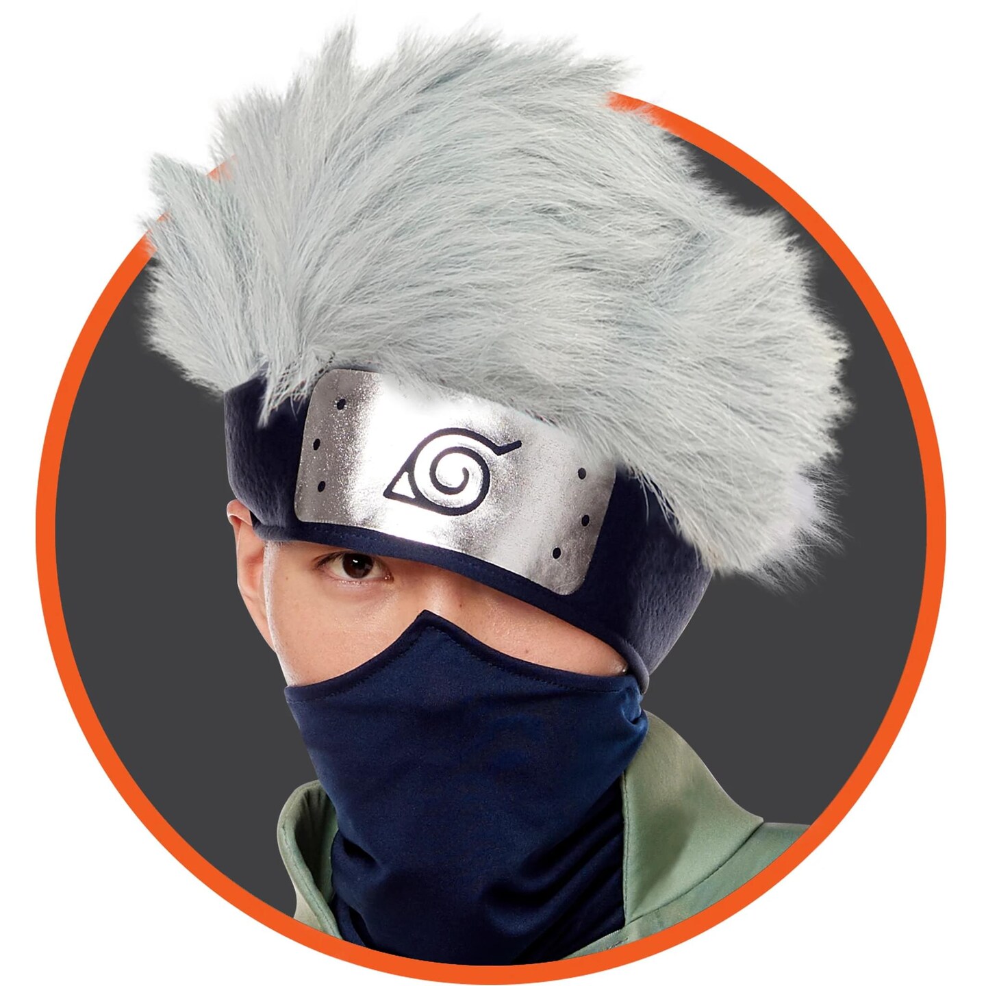 Naruto Kakashi Hidden Leaf Adult Costume Headband With Hair