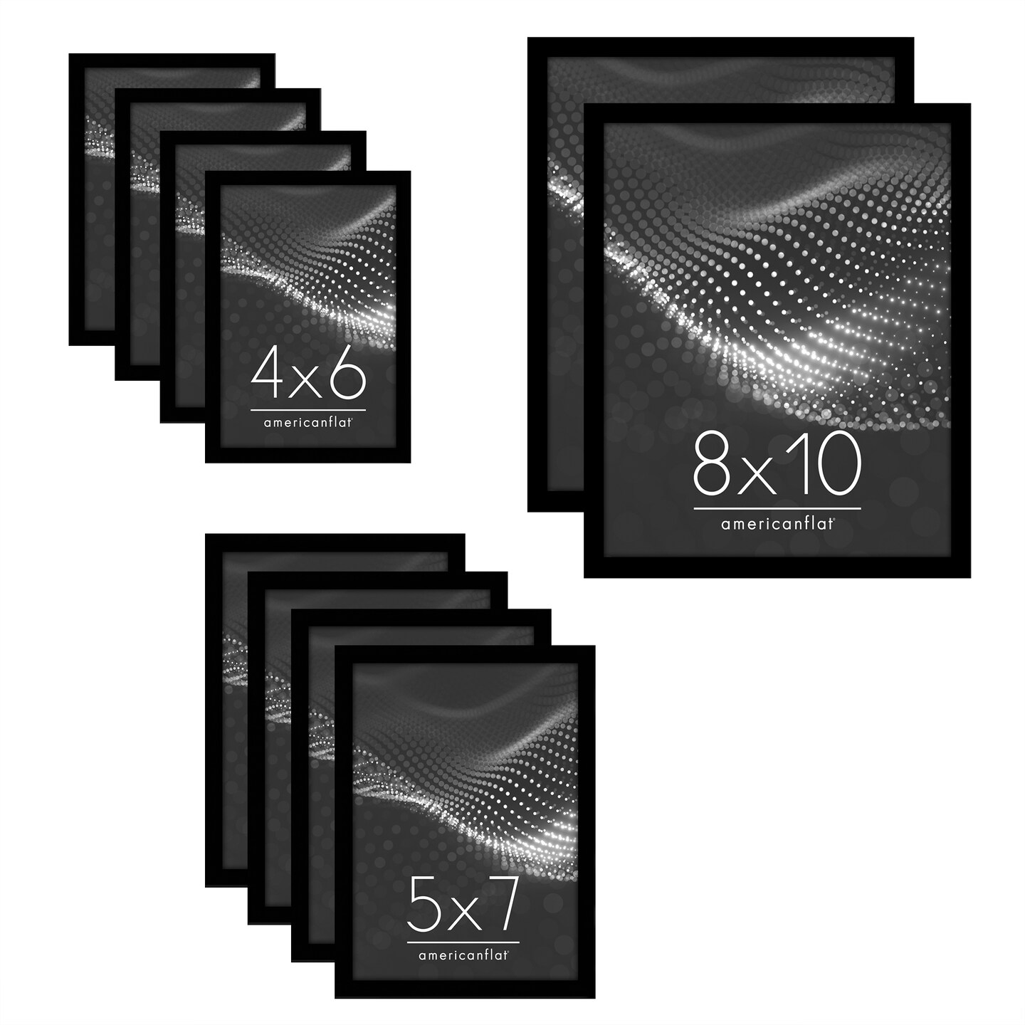 Americanflat Set of 10 Picture Frames - Gallery Wall Frame Set with Two 8x10, Four 5x7, and Four 4x6 Frames