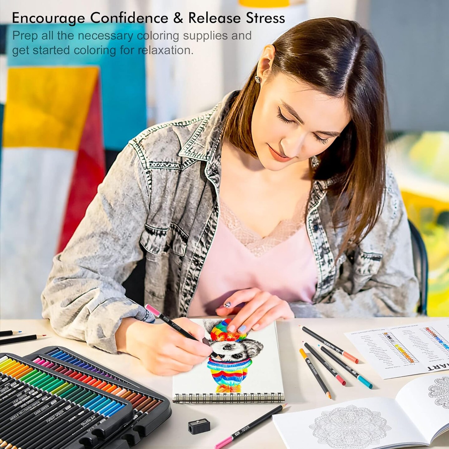 80 Colored Pencils, Shuttle Art Soft Core Coloring Pencils with Coloring Book, Sketch Pad and Sharpener, Premium Color Pencils for Adult Coloring, Sketching and Drawing, Art Supplies for Kids &#x26; Adults