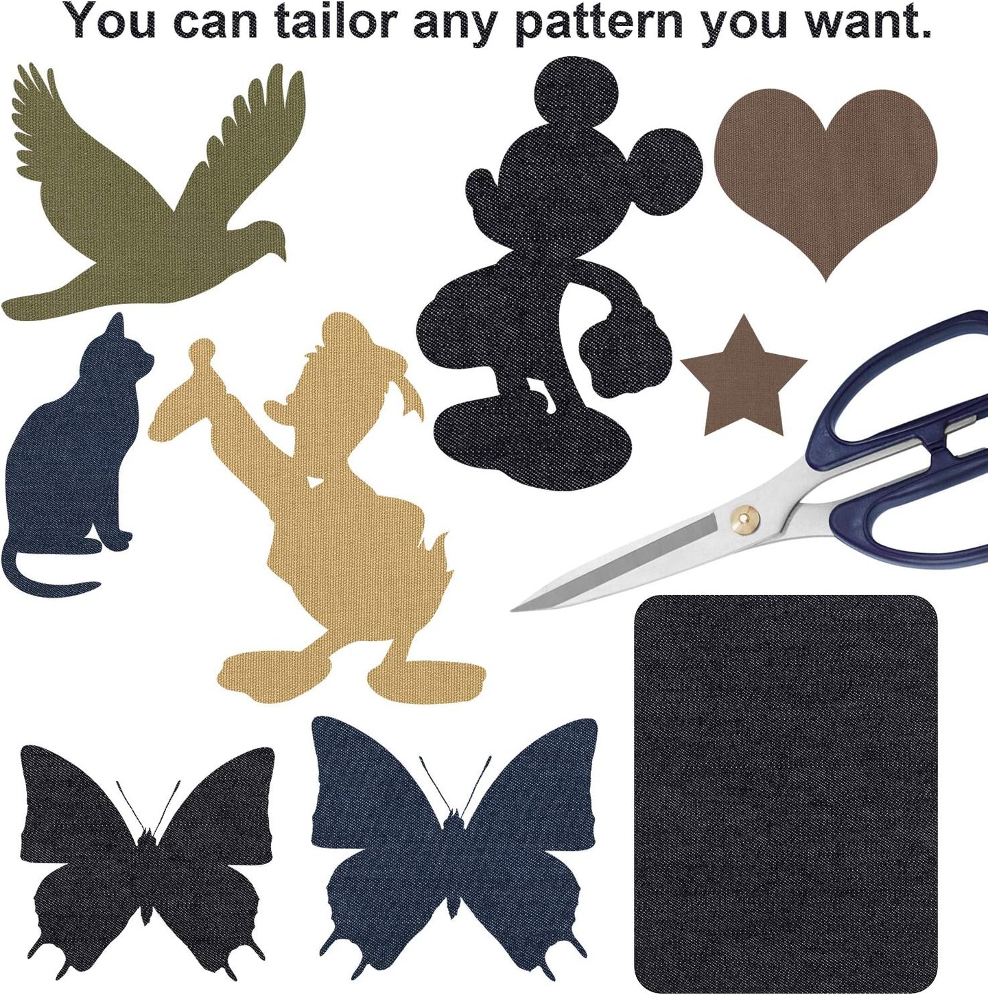 Iron On Patches for Clothing Jeans 30 PCS, Denim Repair Patches Kit 4.9 x 3.7 Inch, 5 Colors