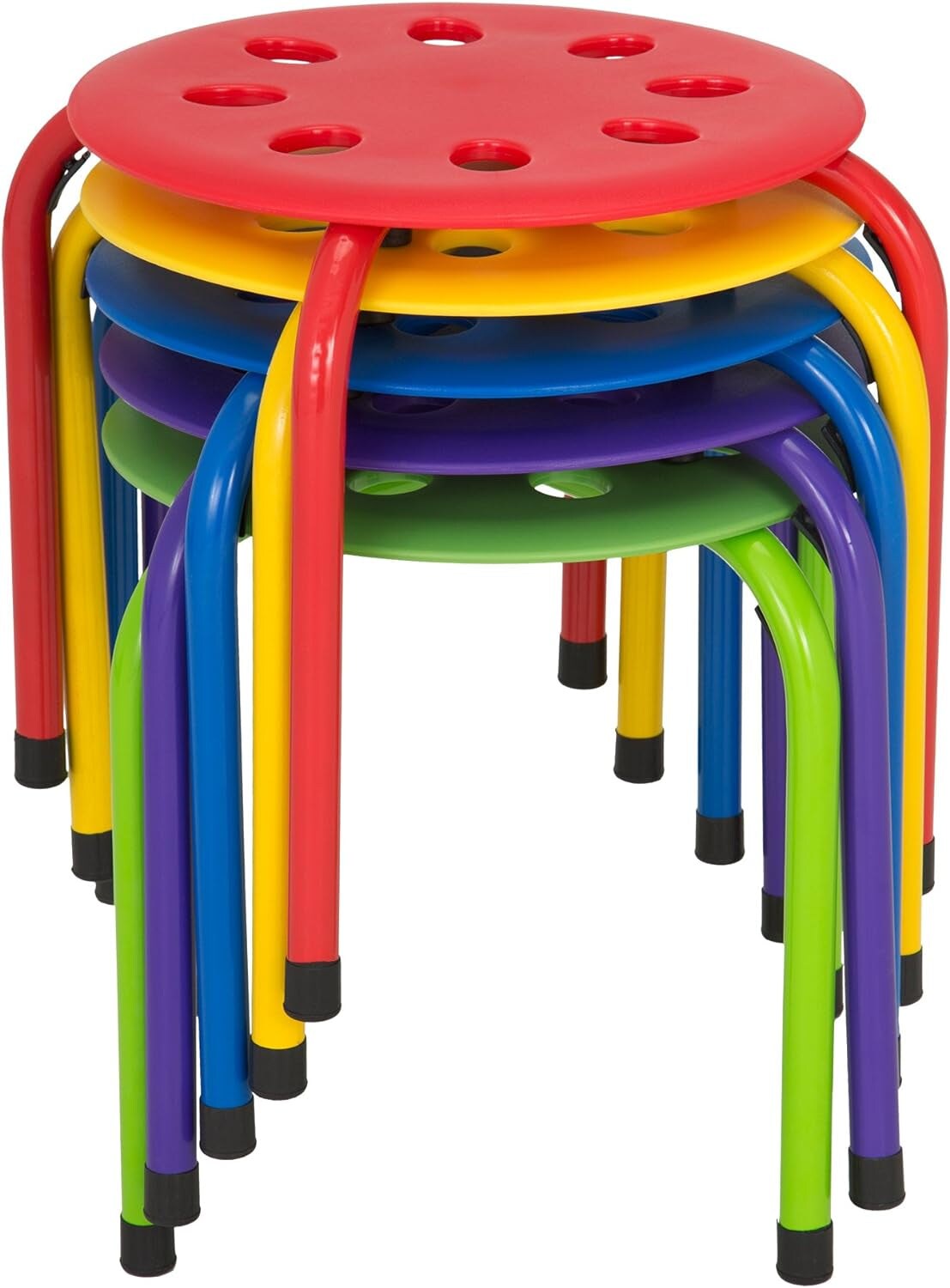 Daycare Stacking Stools for Kids, 12&#x22; Children&#x27;S Portable Nesting Office and Classroom Stools, Assorted Color, Pack of 5
