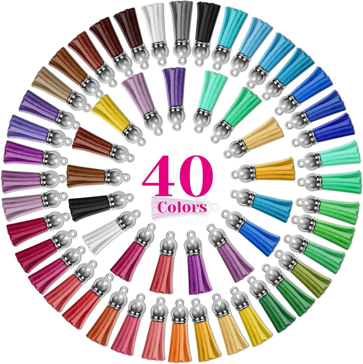 200pcs Leather Keychain Tassels Bulk for Crafts, Acrylic Blanks, Charms, Earrings, Bracelets and Jewelry Making (40 Colors)