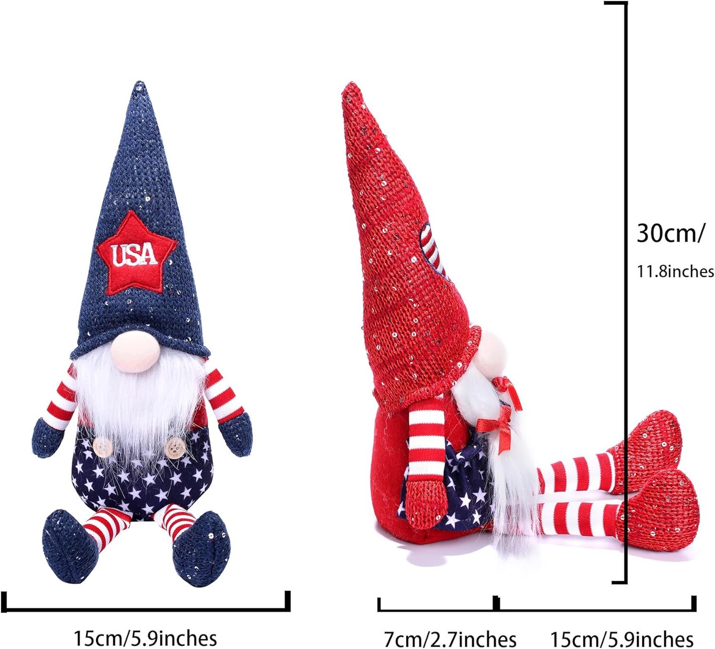 2pcs 4th of July Patriotic Gnomes Plush Decoration