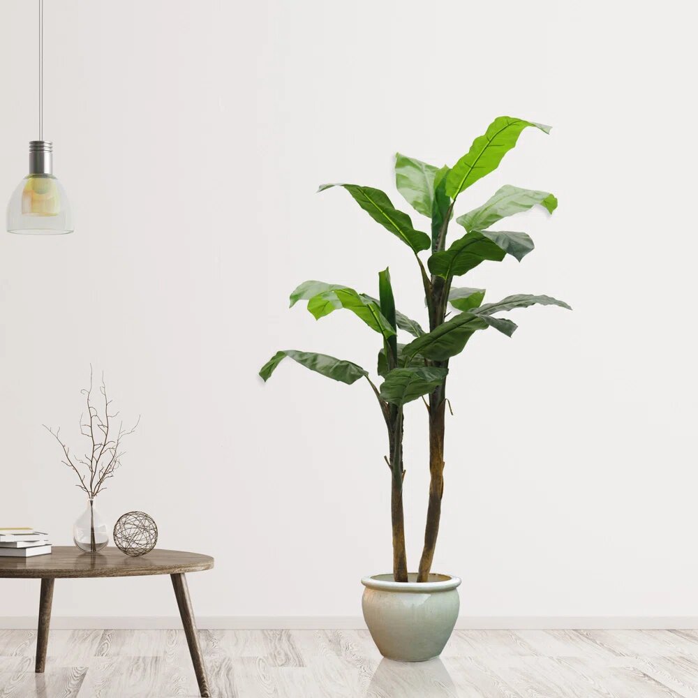 5ft Artificial Banana Palm Tree - Lifelike Indoor Faux Tropical Plant, Perfect for Home or Office Decor, Floral Home by Artificial Flowers