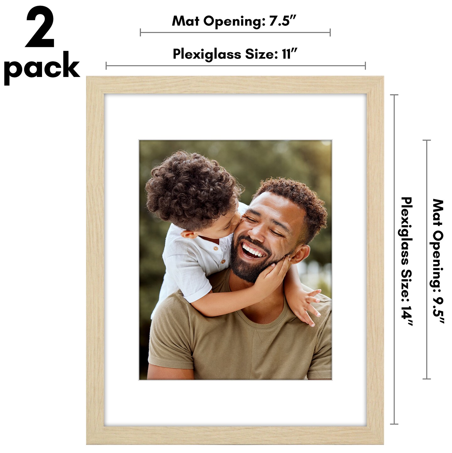 Americanflat 2 Pack of Picture Frames with Mat - Plexiglass Cover