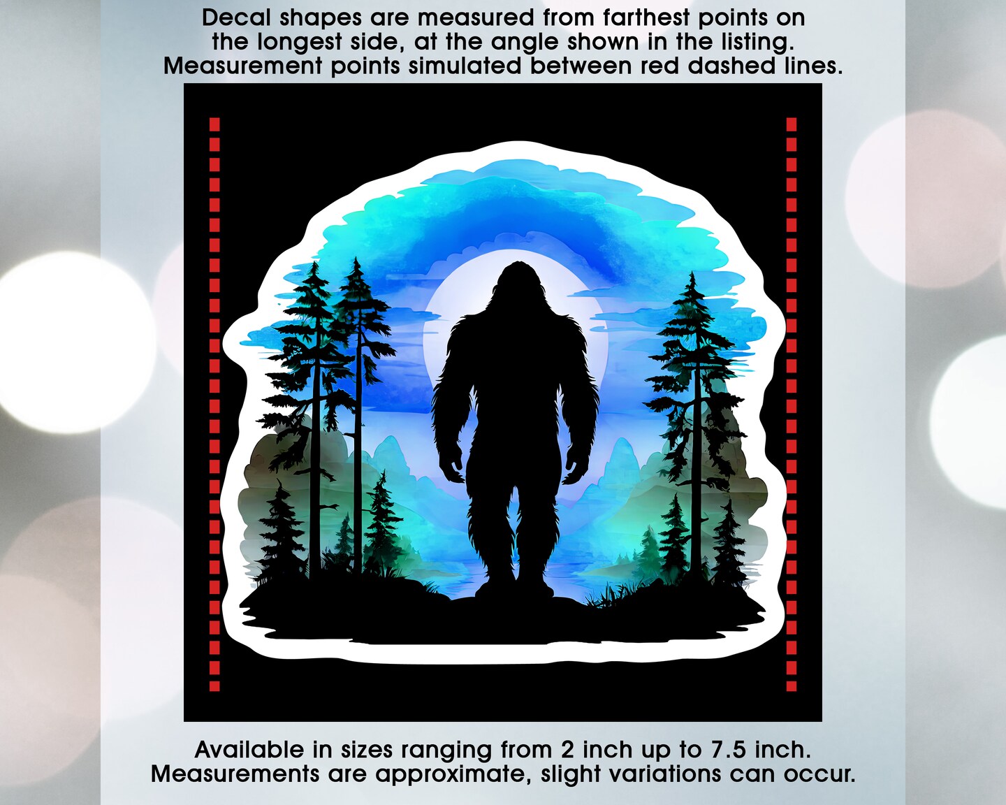 Bigfoot Silhouette Moon, Vinyl Decal Sticker In Multiple Sizes, Waterproof Indoor Outdoor, Car, Window, Laptop, Tumbler ... product 3