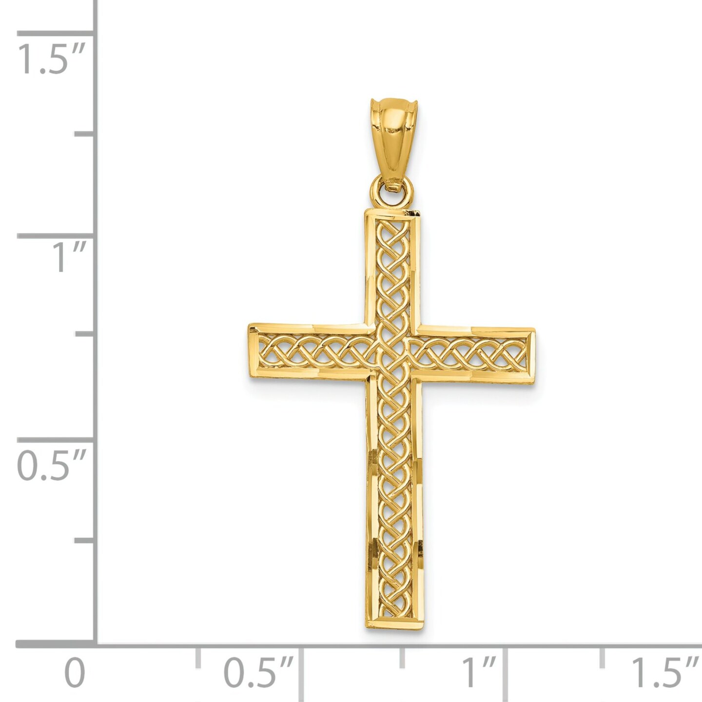 14K Yellow Gold Cross Pendant Charm Religious Jewelry 34 X 19mm
