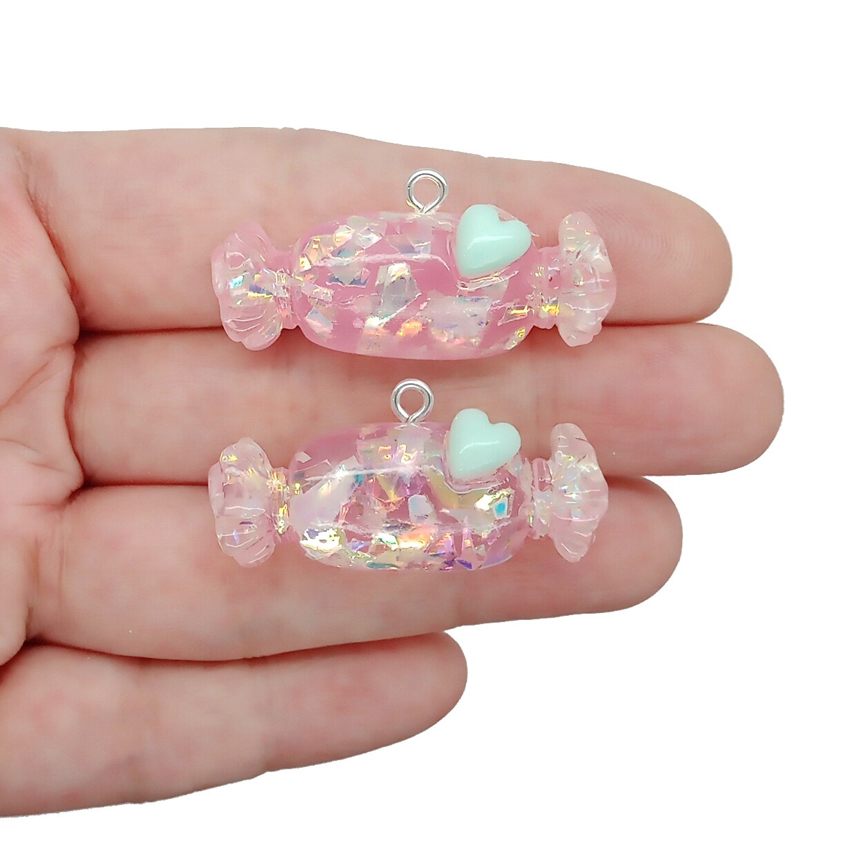 Big Pink Candy Pendants, 2 pieces, Sparkly Charms with Hearts,  Adorabilities | Michaels