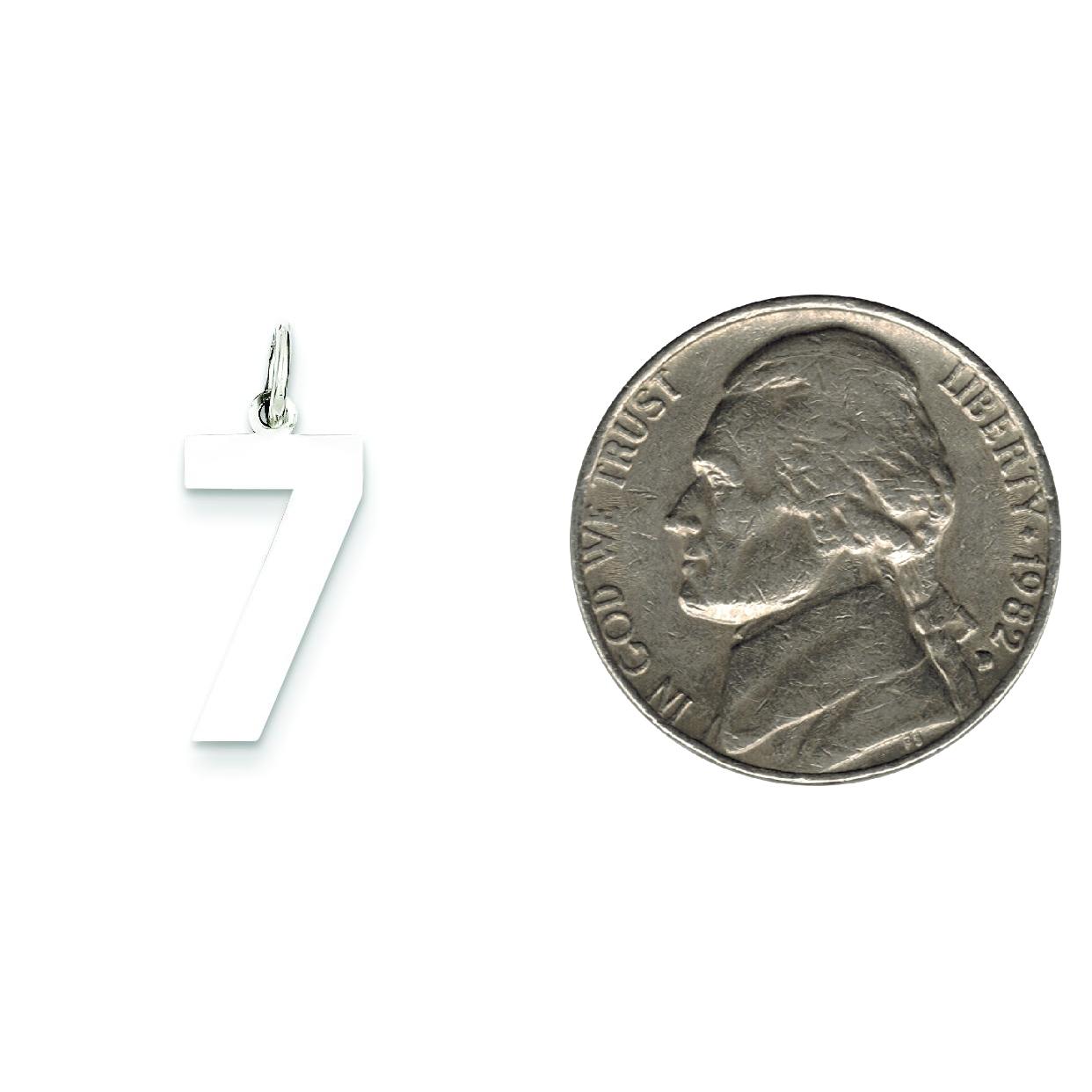 Sterling Silver Medium Polished Number 7 Charm Pendant Jewerly 21mm x 8mm
