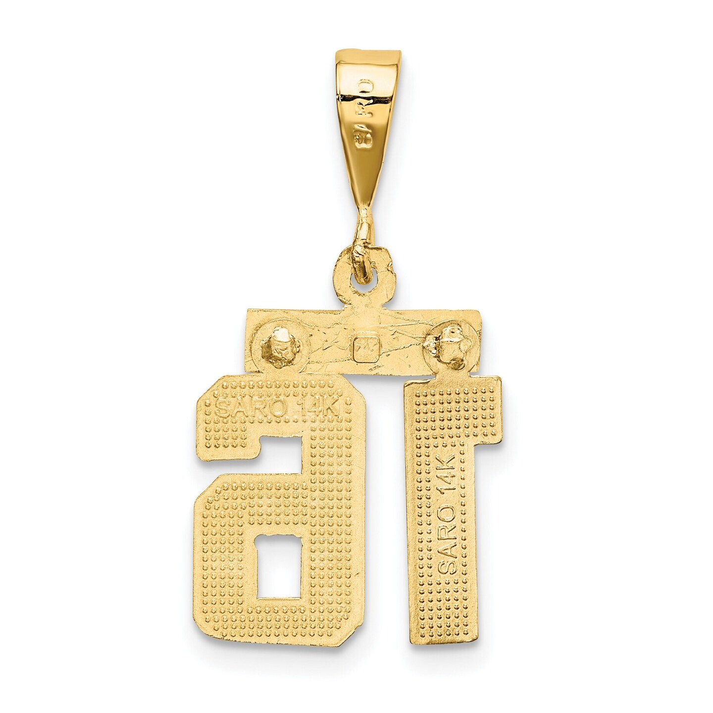 14K Gold Small Number 16 Charm Pendant FindingKing Jewerly 27mm x 13mm