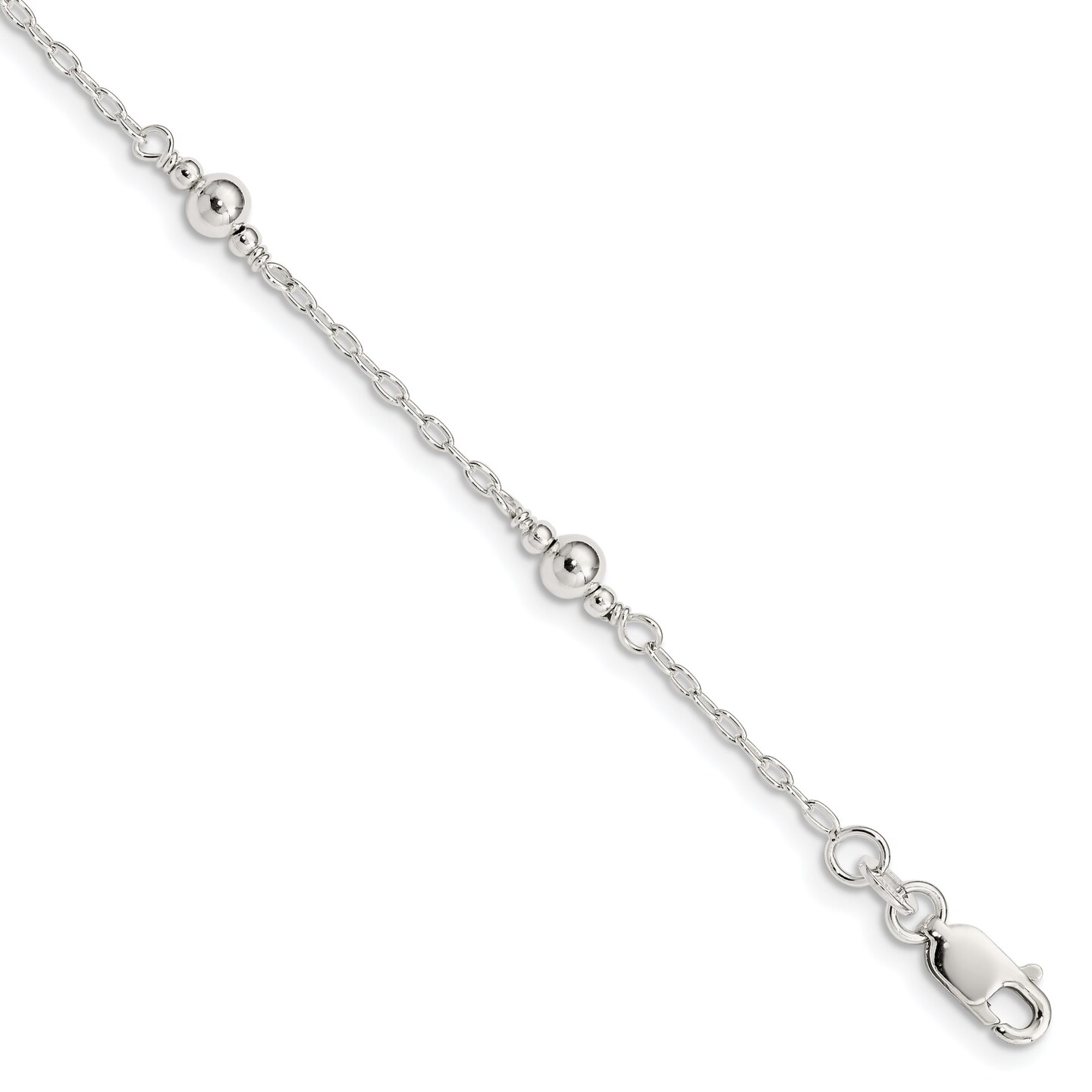 Sterling Silver Bead Fancy Link Bracelet