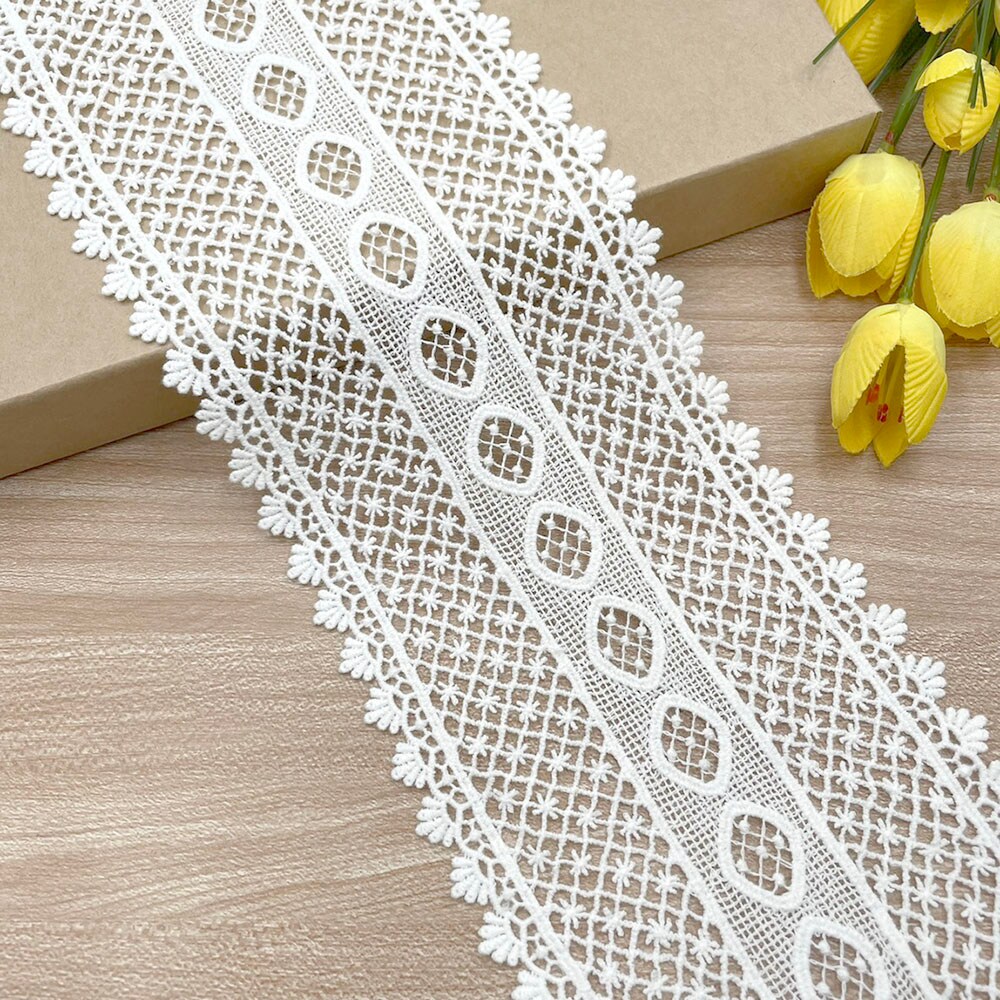 VL 6634 White Wide Vintage Delicate venetian lace trim, 4-1/4&#x201D; (108 mm) x 2 yards. perfect for DIY crafting, sewing.