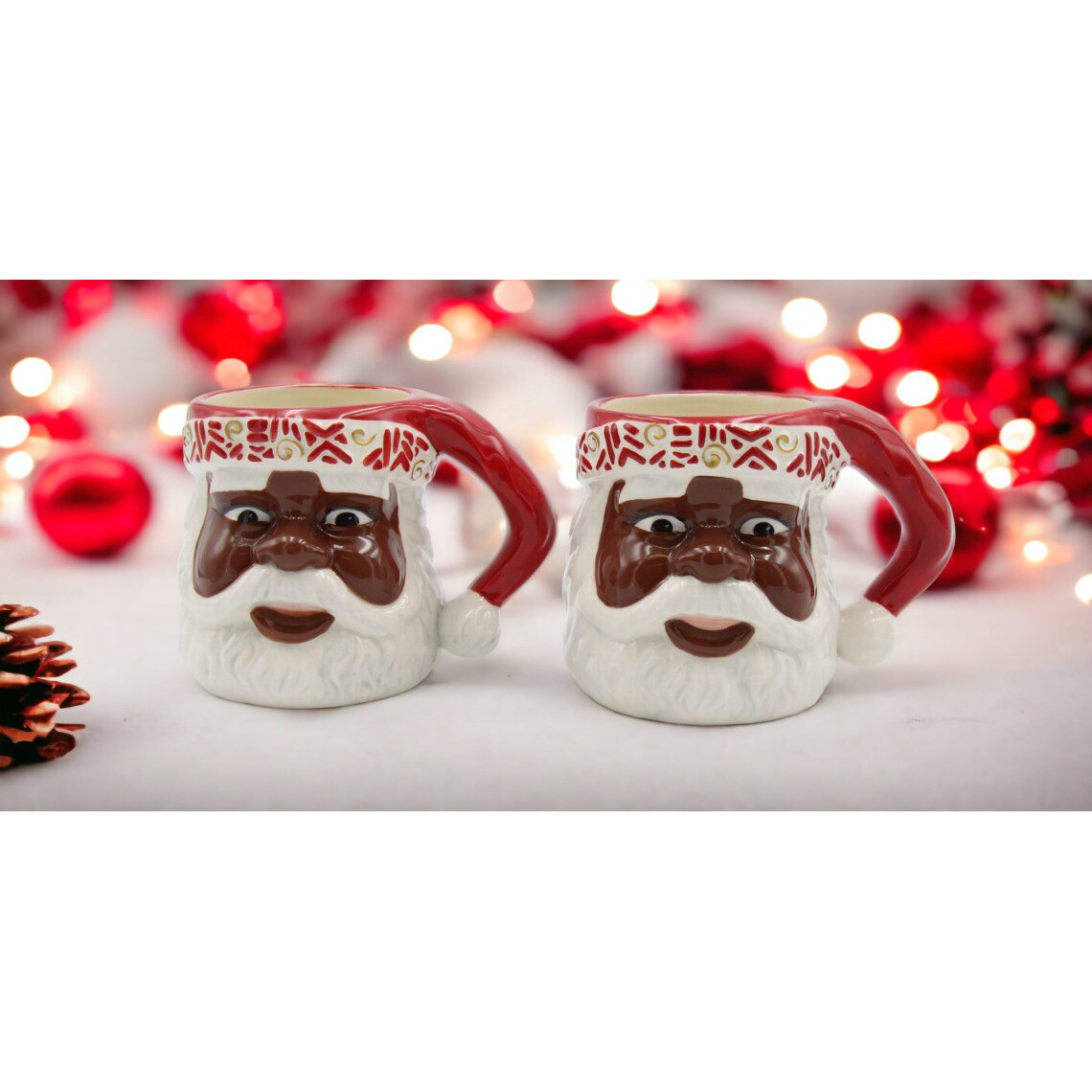 kevinsgiftshoppe Ceramic African American Santa Sugar And Creamer