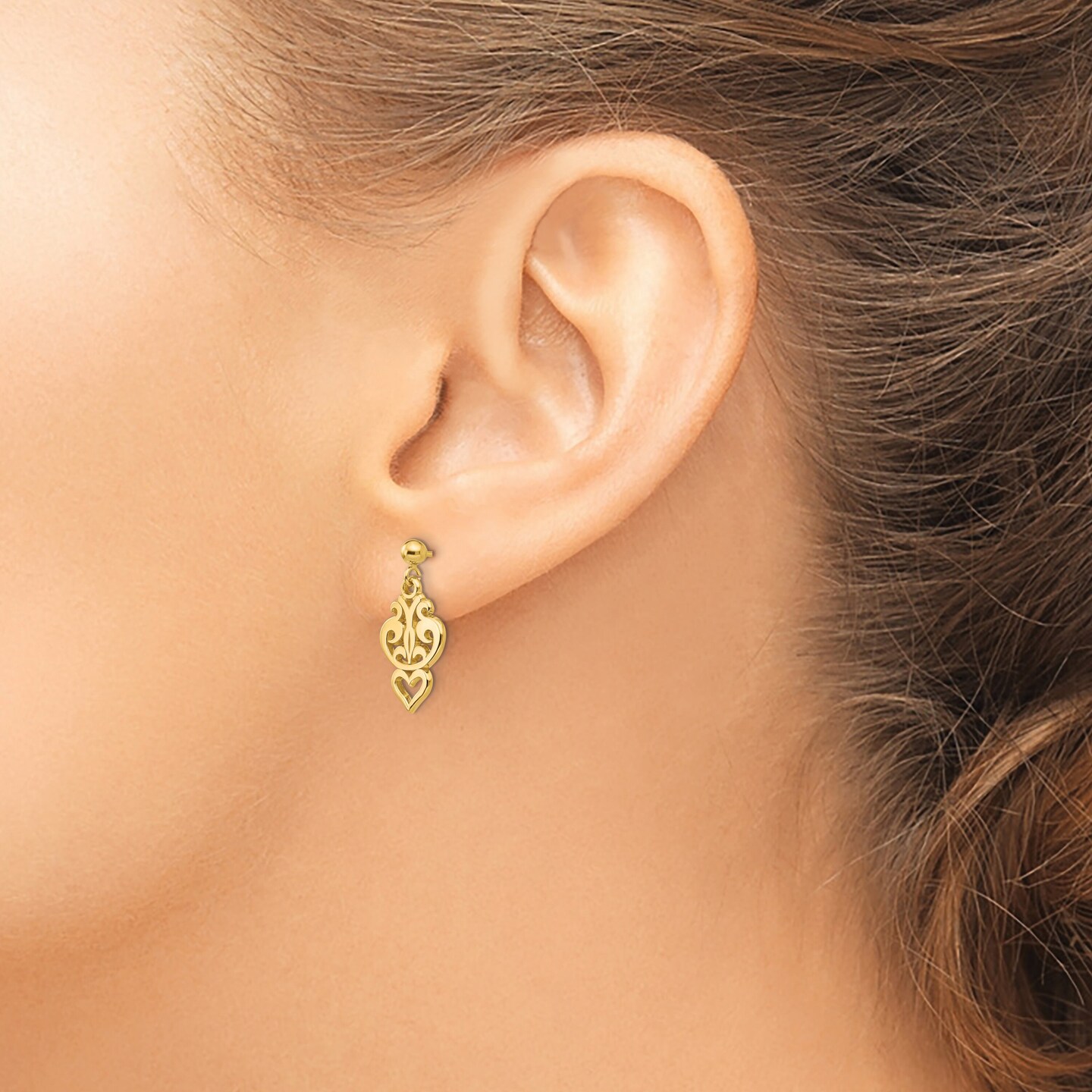 14K Yellow Gold Fancy Dangle Earrings Jewelry 20mm x 10mm