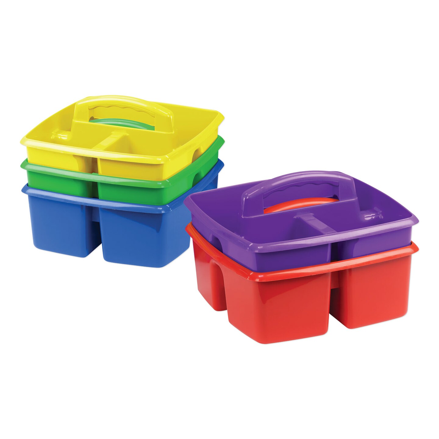Storex Small Art Caddies 9.25 x 9.25 x 5.25 Blue/Red/Yellow/Green/Purple 5 per pack