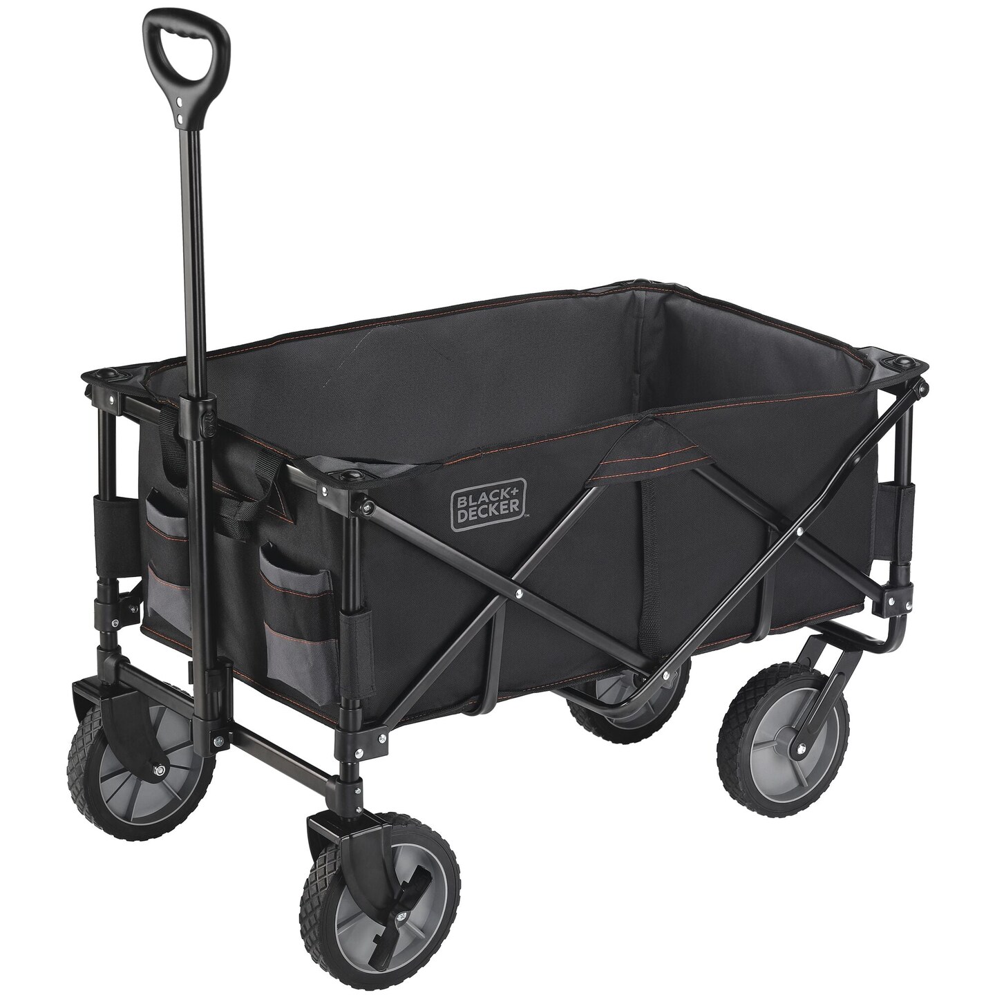 BLACK+DECKER Utility Cart, Collapsible / Folding Wagon, Black (BDSTCTBK01)