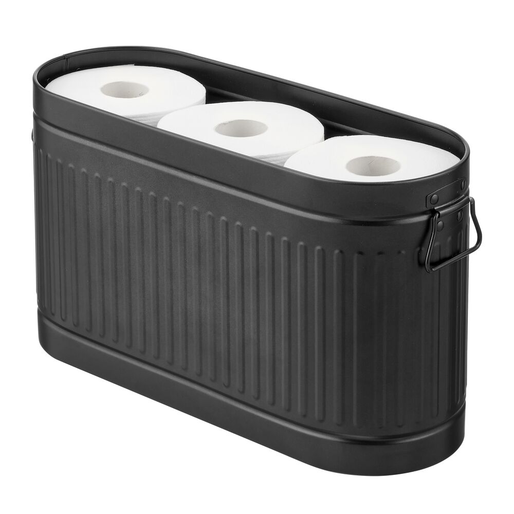mDesign Large Steel Toilet Paper 6-Roll Bathroom Organizer Bin Box