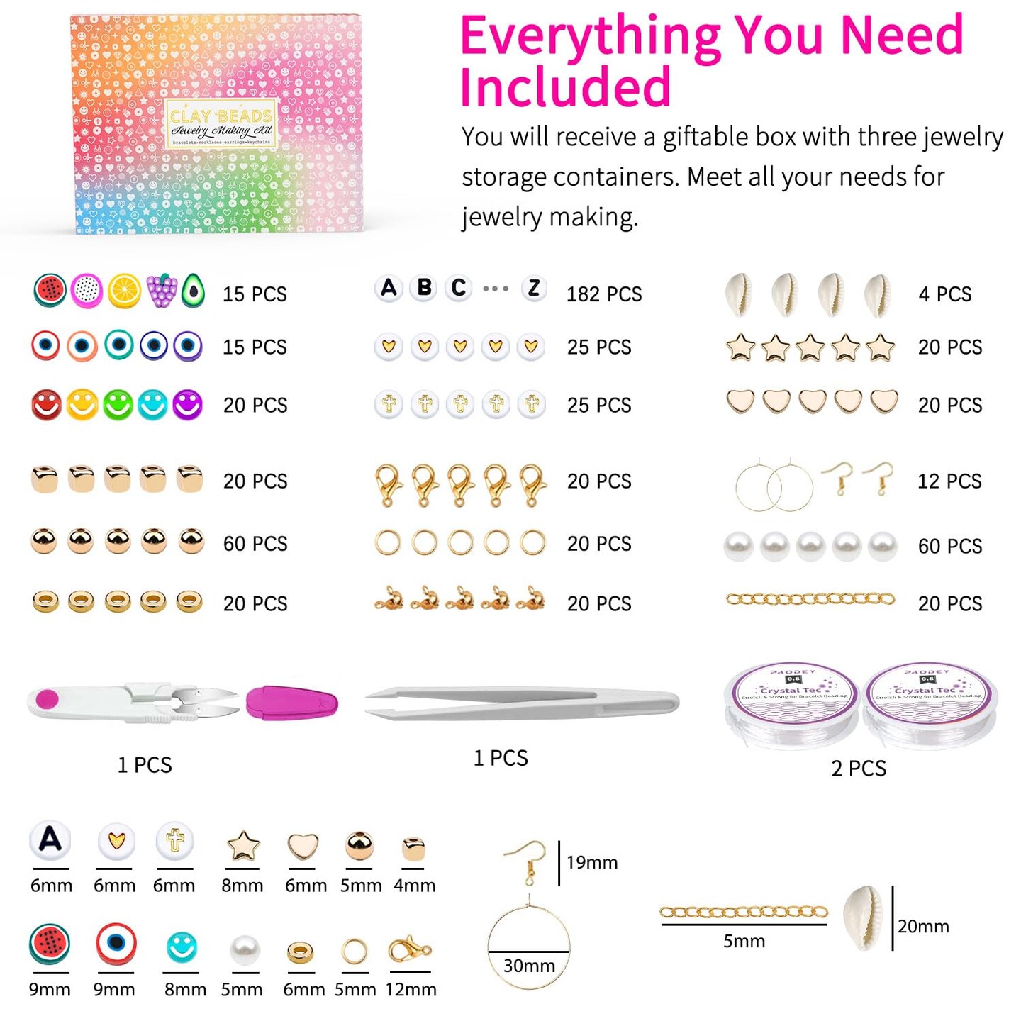 12000 Pieces Clay Beads for Bracelet Making, Paodey 48 Colors 3 Boxes Polymer Clay Beads Spacer Beads Kit, Jewelry Making Kit with Preppy Heishi Beads and Elastic Strings, Crafts Gift for Girls Ages 6-12